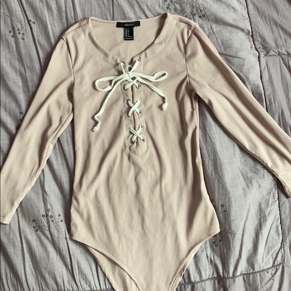 Pink bodysuit with lace